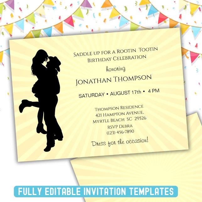 Invitación a la fiesta de cumpleaños de Cowboy (Subido por el creador)