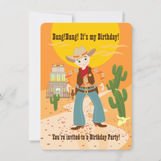Invitación a la fiesta de cumpleaños de Cowboy (Anverso)