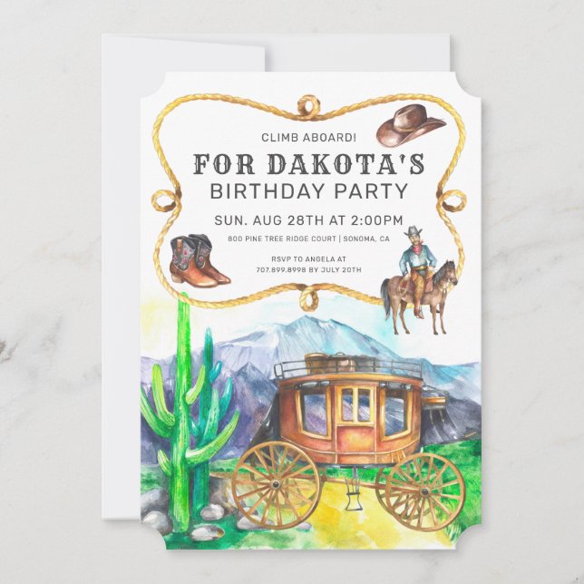 Invitación a la fiesta de cumpleaños de Cowboy Sta (Anverso)