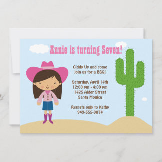  Invitación a la fiesta de cumpleaños de Cowgirl