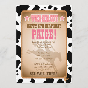 Invitación a la fiesta de cumpleaños de Cowgirl