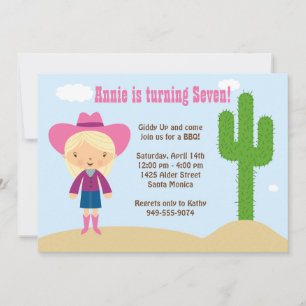 Invitación a la fiesta de cumpleaños de Cowgirl