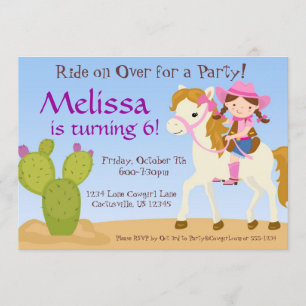 Invitación a la fiesta de cumpleaños de Cowgirl de