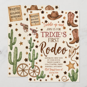 Invitación a la fiesta de cumpleaños de Cowgirl ed