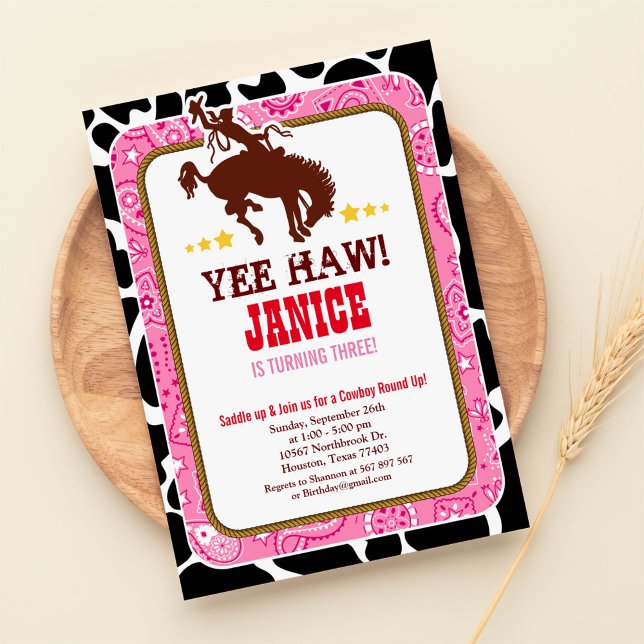 Invitación a la fiesta de cumpleaños de Cowgirl We (Subido por el creador)