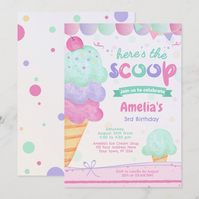 Invitación a la fiesta de cumpleaños de Crema de H (Anverso / Reverso)