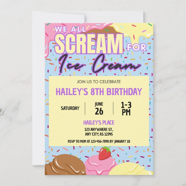 Invitación a la fiesta de cumpleaños de Crema de H (Anverso)