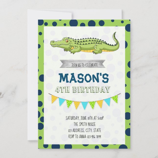 Invitación a la fiesta de cumpleaños de Crocodile (Anverso)