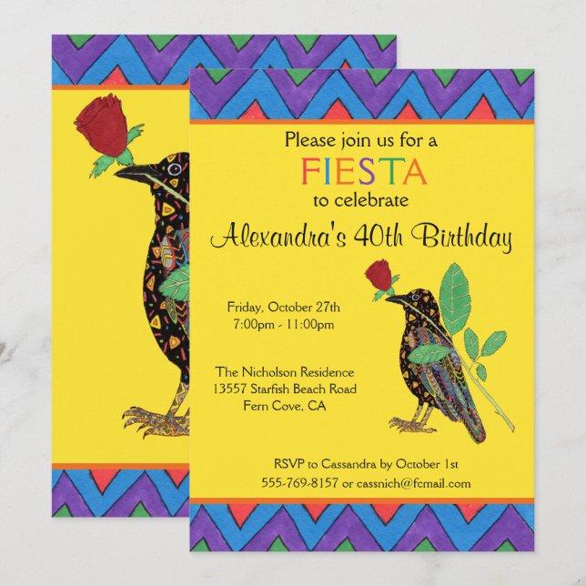 Invitación a la fiesta de cumpleaños de Crow & Ros (Anverso / Reverso)