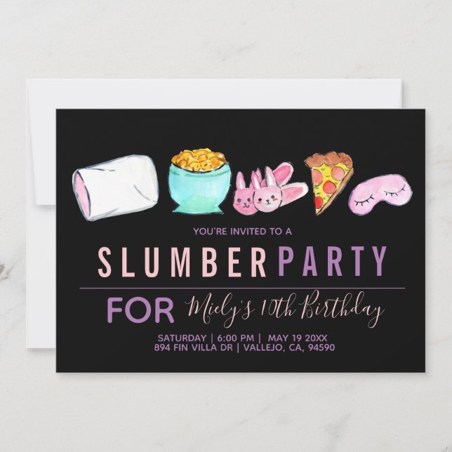 Invitación a la fiesta de cumpleaños de Cuadros pa (Anverso)