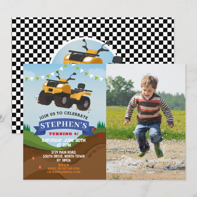 Invitación a la fiesta de cumpleaños de cuatro cic (Anverso / Reverso)