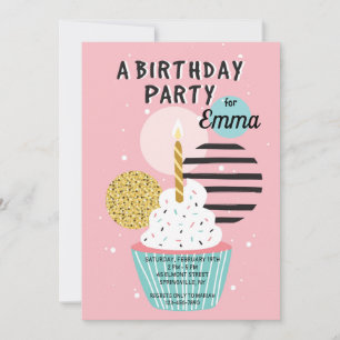 Invitación a la fiesta de cumpleaños de Cupakes