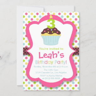 Invitación a la fiesta de cumpleaños de Cupcake Ca