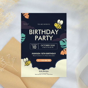 Invitación a la fiesta de cumpleaños de Cute Bumbl