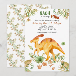 Invitación a la fiesta de cumpleaños de Cute Dinos