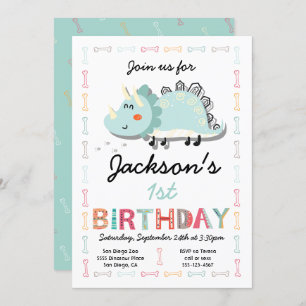 Invitación a la fiesta de cumpleaños de Cute Dinos