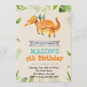 Invitación a la fiesta de cumpleaños de Cute drago