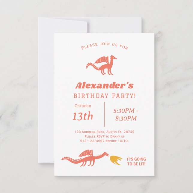 Invitación a la fiesta de cumpleaños de Cute Drago (Anverso)