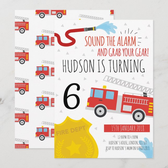 Invitación a la fiesta de cumpleaños de Cute Fire  (Anverso / Reverso)