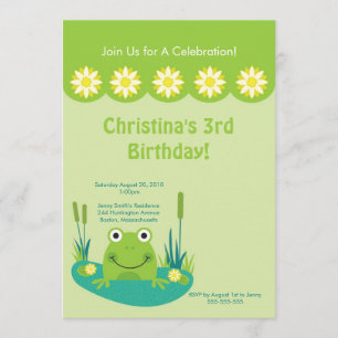 Invitación a la fiesta de cumpleaños de Cute Frog