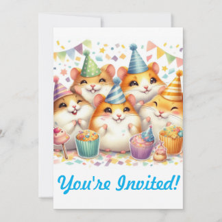 Invitación a la fiesta de cumpleaños de Cute Hamst
