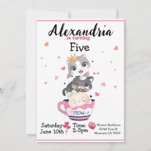 Invitación a la fiesta de cumpleaños de Cute kitte