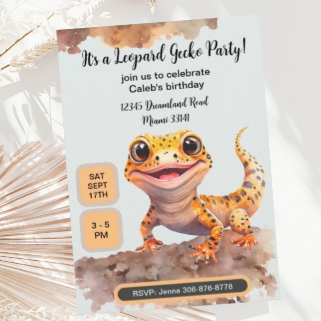 Invitación a la fiesta de cumpleaños de Cute Leopa (Subido por el creador)