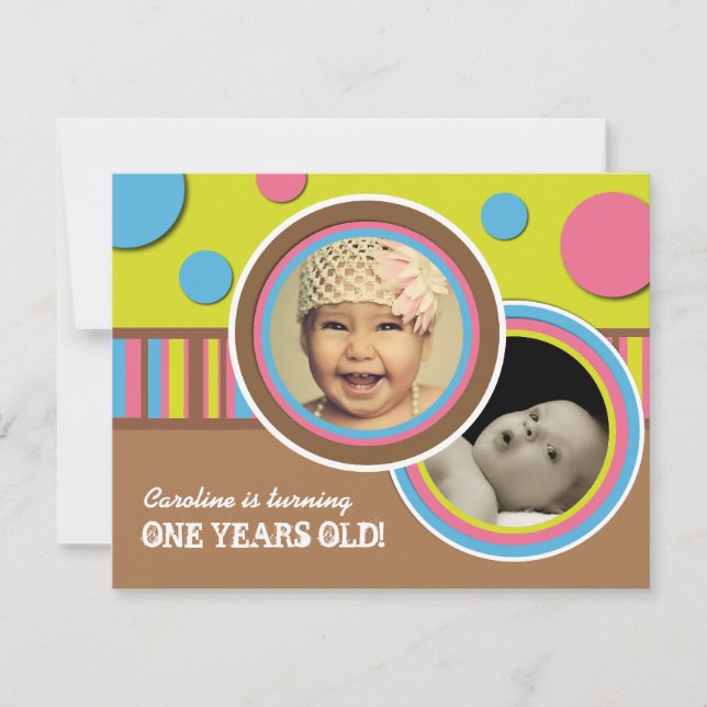 Invitación a la fiesta de cumpleaños de Cute Polk  (Anverso)