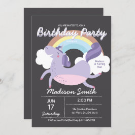 Invitación a la fiesta de cumpleaños de Cute Rainb