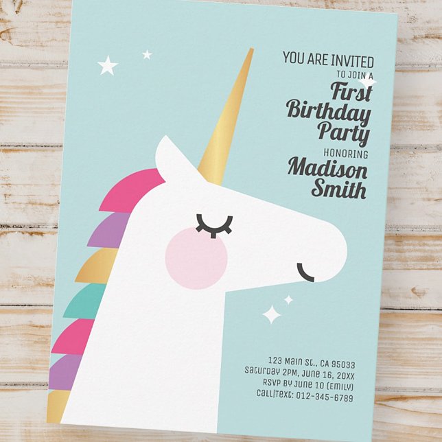 Invitación a la fiesta de cumpleaños de Cute Rainb (Subido por el creador)