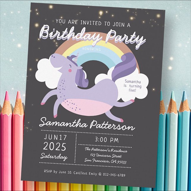 Invitación a la fiesta de cumpleaños de Cute Rainb (Subido por el creador)