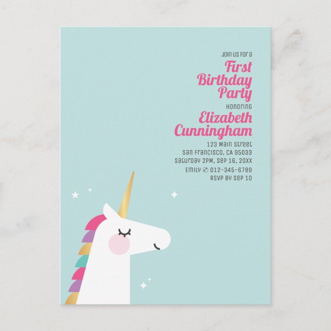 Invitación a la fiesta de cumpleaños de Cute Rainb (Anverso)