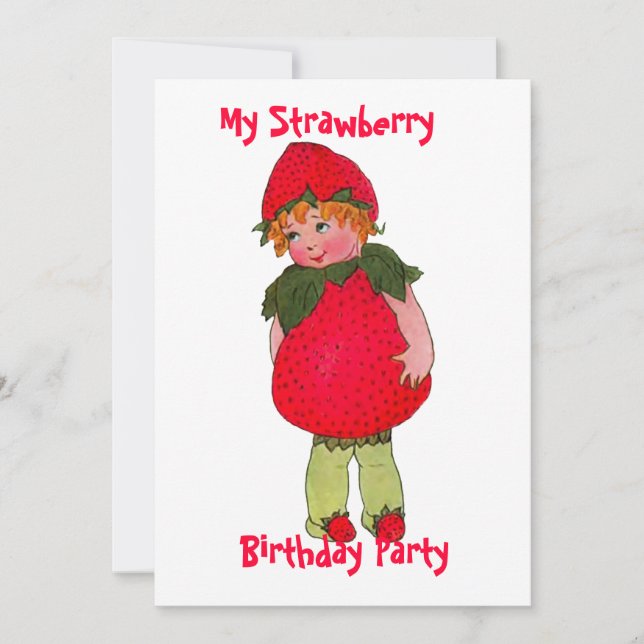 Invitación a la fiesta de cumpleaños de Cute Straw (Anverso)