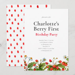 Invitación a la fiesta de cumpleaños de Cute Straw