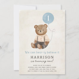 Invitación a la fiesta de cumpleaños de Cute Teddy