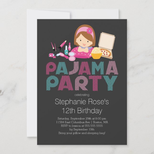 Invitación a la fiesta de cumpleaños de Cute Tween (Anverso)