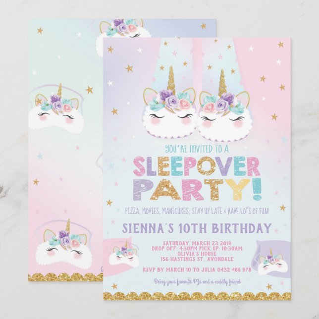Invitación a la fiesta de cumpleaños de Cute Unico (Anverso / Reverso)