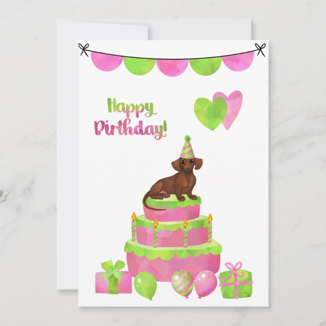 Invitación a la fiesta de cumpleaños de Dachshund  (Anverso)