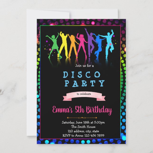 Invitación a la fiesta de cumpleaños de Dance disc (Anverso)