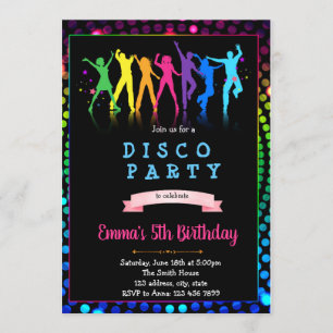Invitación a la fiesta de cumpleaños de Dance disc