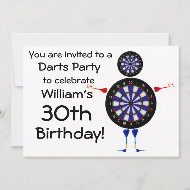 Invitación a la fiesta de cumpleaños de Darts (Anverso)