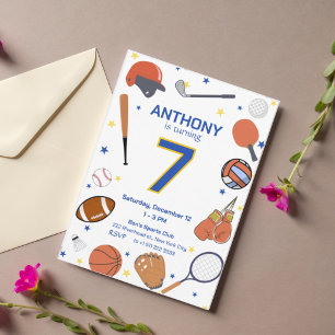 Invitación a la Fiesta de Cumpleaños de Deportes E