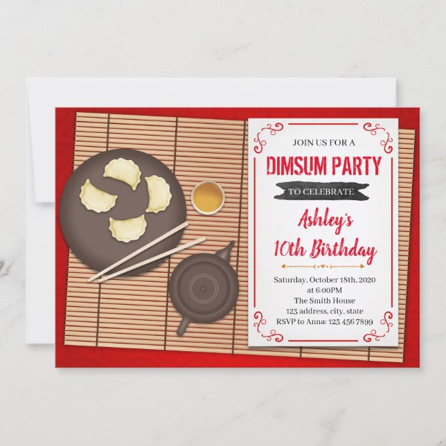 Invitación a la fiesta de cumpleaños de Dimsum (Anverso)