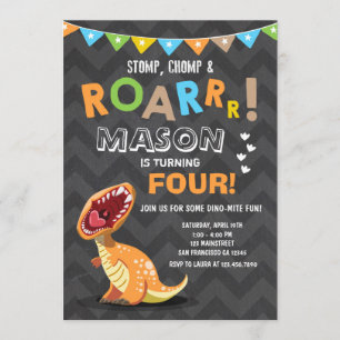 Invitación a la fiesta de cumpleaños de Dino Dinos
