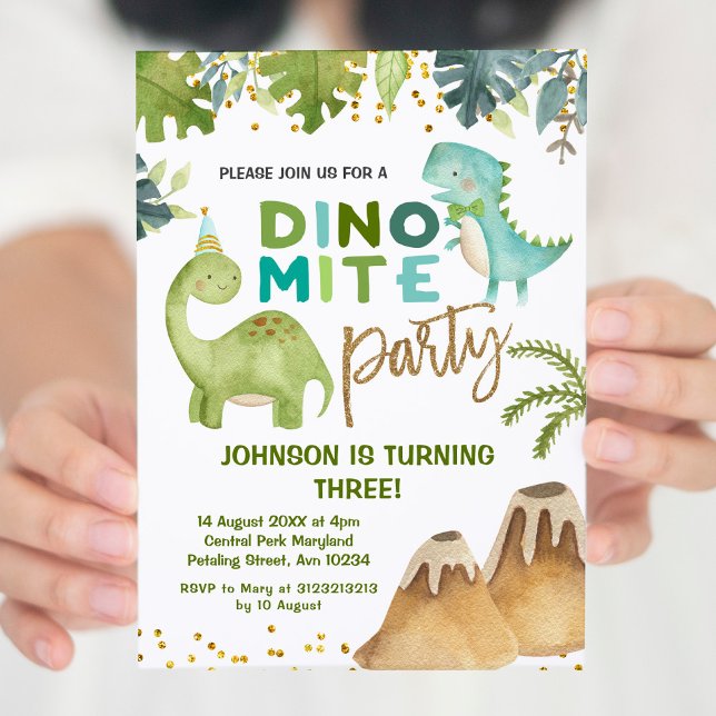Invitación a la fiesta de cumpleaños de Dino-mite  (Subido por el creador)