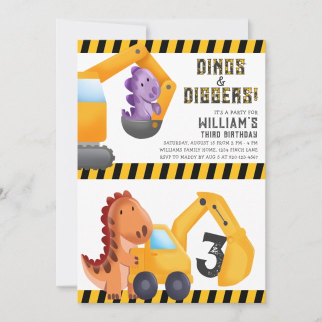 Invitación a la fiesta de cumpleaños de Dinos y Di (Anverso)