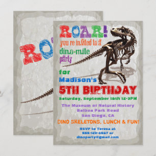 Invitación a la fiesta de cumpleaños de Dinosaur