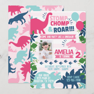 Invitación a la fiesta de cumpleaños de Dinosaur