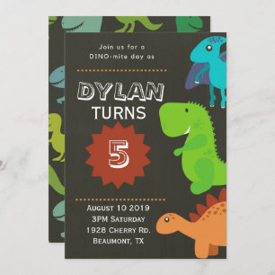 Invitación a la fiesta de cumpleaños de Dinosaur