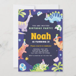 Invitación a la fiesta de cumpleaños de Dinosaur